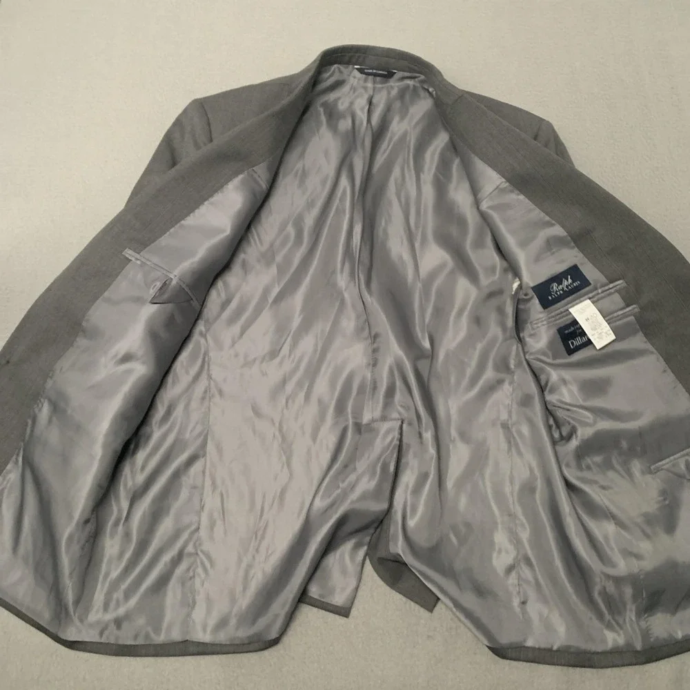 Ralph Lauren Blazer Wool Light Grey 2 Button‎ 42 Short Made Canada 90s NEW $495